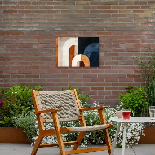Abstract - Vormen - Donkerblauw Tuinposter op houten frame 2 cm dik klein -sfeer3