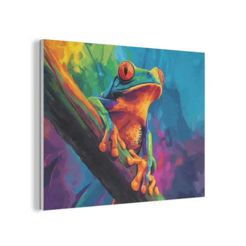 Kikker - Felgekleurd - Tak - Regenboog PET vilt klein -3d