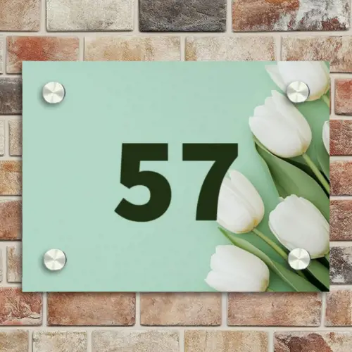 Witte tulpen - Traditioneel Naambord Rechthoek middel -sfeer3