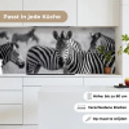 Zebra's - Zwart - Wit keuken achterwand 2 middel -sfeer4_DE
