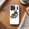 Piano - Oranje - Zwart - schets lijnen Telefoonhoesje iPhone 17 Pro klein -sfeer1