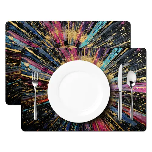 Explosie - Goud - Kleurrijk - Abstract Placemat vinyl groot -zzsfeer2_Kitchenyeah-website