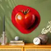 Tomaat - Rood - Hart Wandcirkel Organisch Plexiglas middel -sfeer2