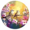 Vogels - Bloemen - Roze Wandcirkel plexiglas klein -3d