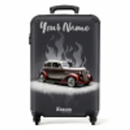 Grijze auto met grijze vlammen NBS - Handbagage koffer - Kinderen Unisex middel -productfoto_recht