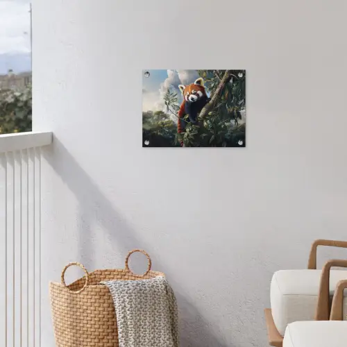 Panda - Rood - Boom - Wolken tuinposter los doek klein -sfeer8