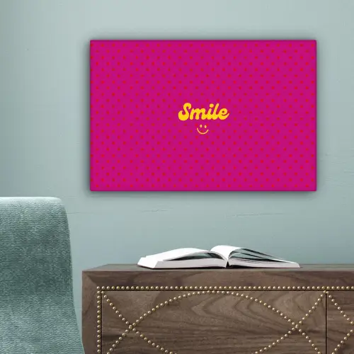 Smile - Stippen - Geel - Smiley - Roze canvas 2cm klein -sfeer4