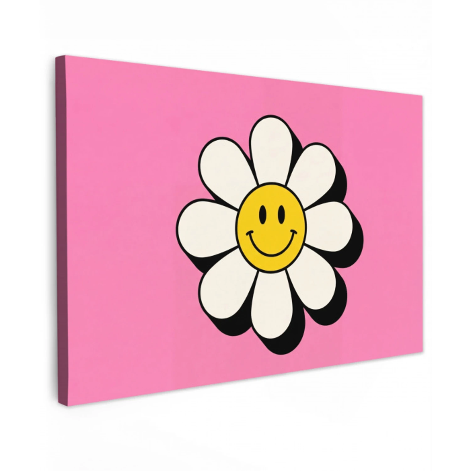Smiley - Bloem - Roze canvas 2cm klein -z3d