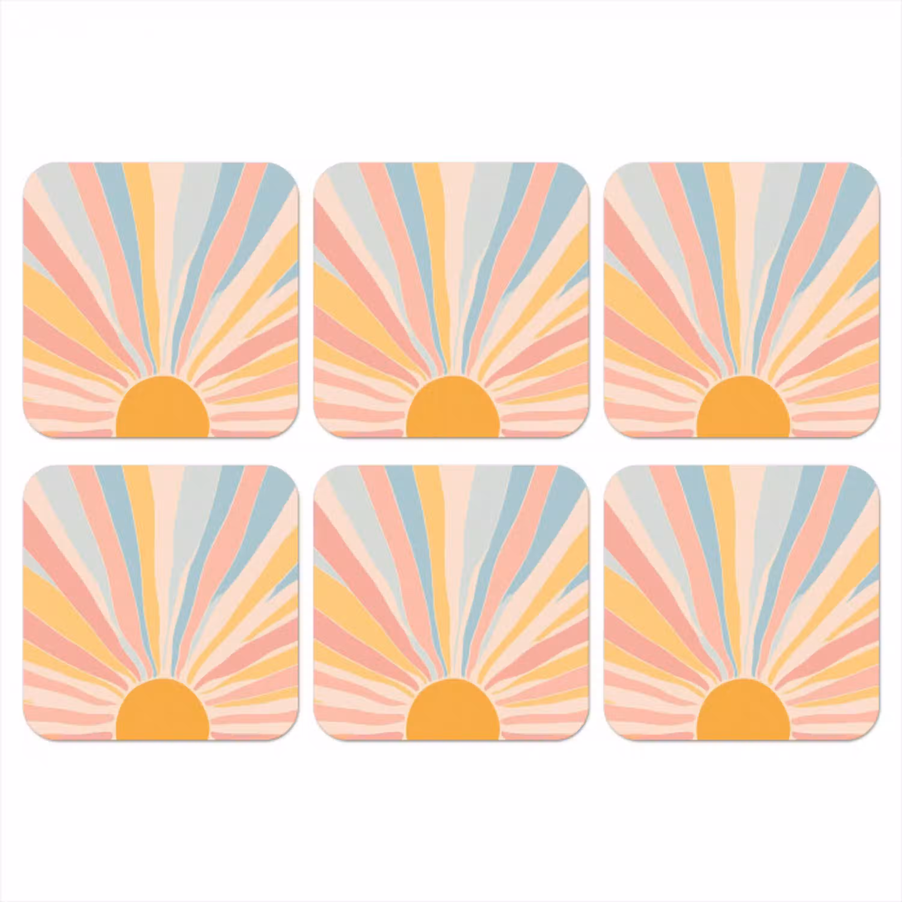 Illustratie - Zon - Pastelkleuren onderzetter kurk middel -3d