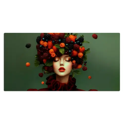 Vrouw - Aardbeien - Frambozen - Bramen - Bessen Muismat XXL klein -3d_leeg