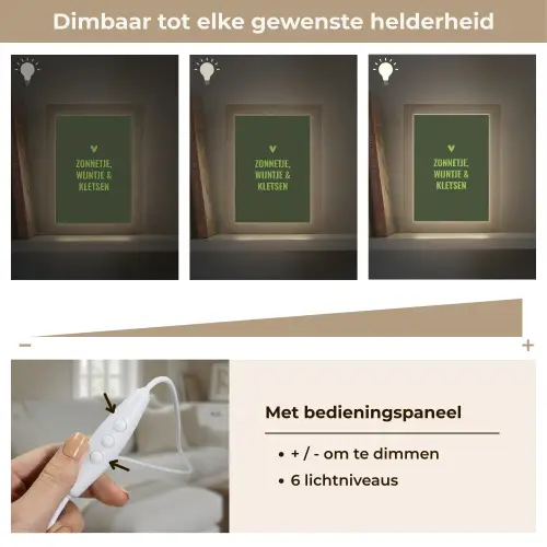 Donkergroen - Quote - Zon - Zomer Light Box met kabel (Tafellamp) klein -USP_dimbaarNL