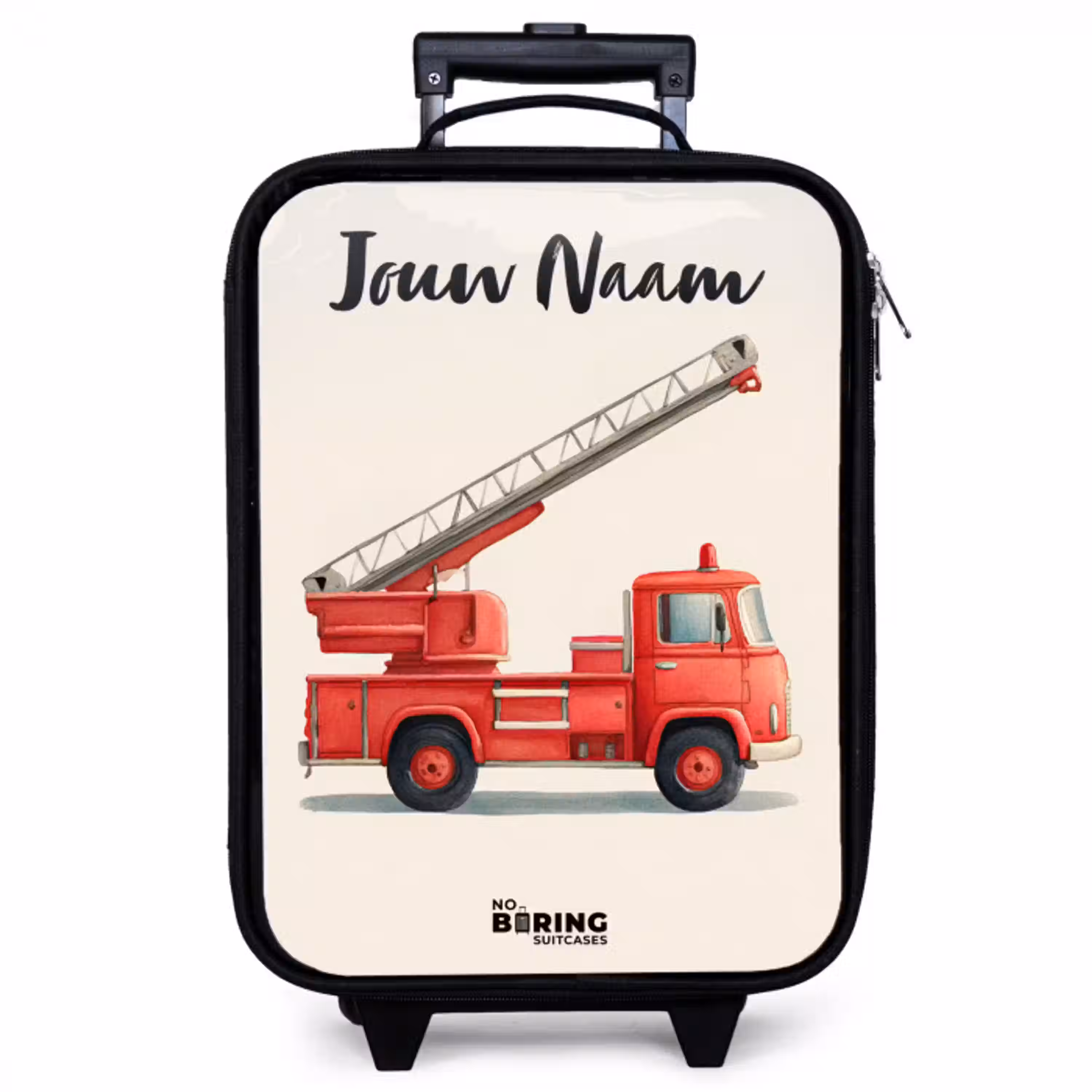 Brandweerwagen - Getekend - Rood Kinderkoffer - Zwart klein -zzz_website3d