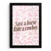 Koeienprint - Roze - Cowboy - Horse fotolijst zwart zonder passe partout klein -3d