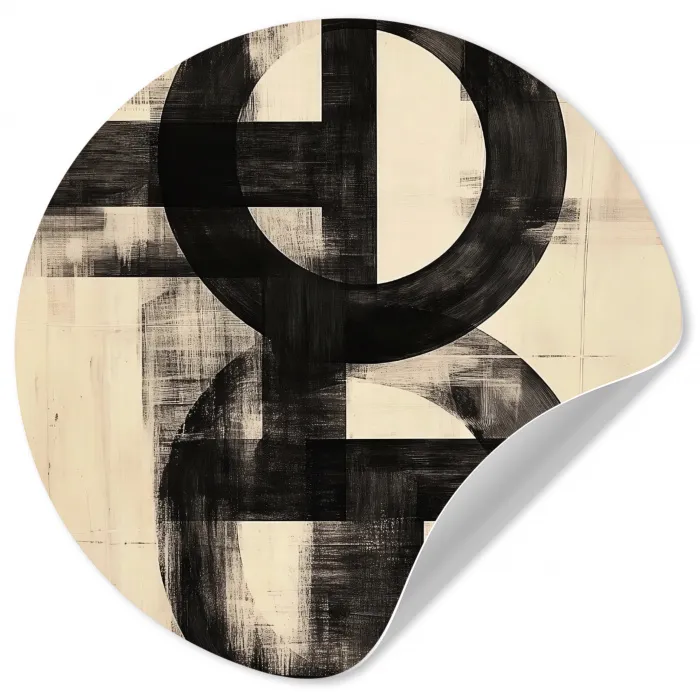 Cirkels - Balken - Zwart - Abstract Wandcirkel behangsticker klein -3d