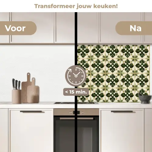 Patroon - Tegel - Groen keuken achterwand 2 middel 871 -voor-na2_NL