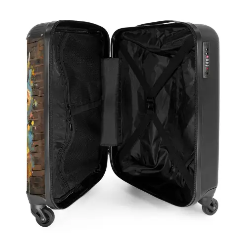 Graffiti schotse hooglander met bloemen NBS - Handbagage koffer - Unisex middel -binnenkant