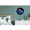 Octopus - Stippen - Blauw - Zee Wandcirkel aluminium klein -slaapkamer