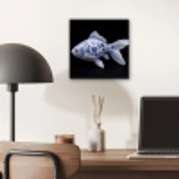 Porselein - Goudvis - Delfts - Blauw aluminium wit klein -sfeer5