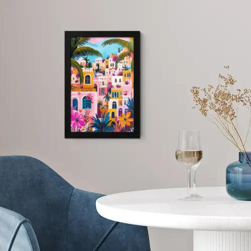 Kleurrijk - Roze - Oranje - Geel - Bloemen fotolijst zwart zonder passe partout klein -sfeer4