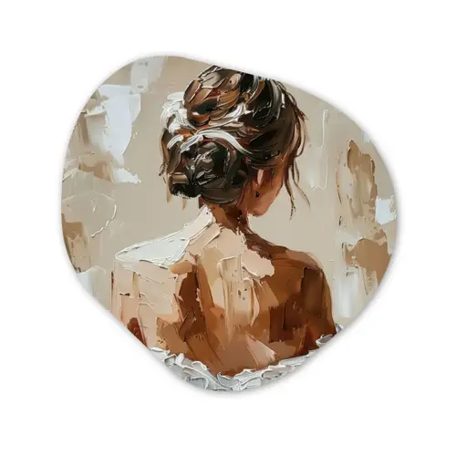 Vrouw - Verf - Abstract - Beige - Modern Wandcirkel Organisch Forex 3mm klein -3d