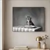 Bengaal - Kat - Tafelkleed - Zwart - Wit - Dier Textielframe - compleet frame klein -sfeer2