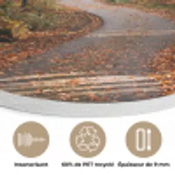 Bospad - Herfstbos - Bladeren - Oranje - Nostalgisch Akoestische PET Vilt - Rond klein -closeup_FR