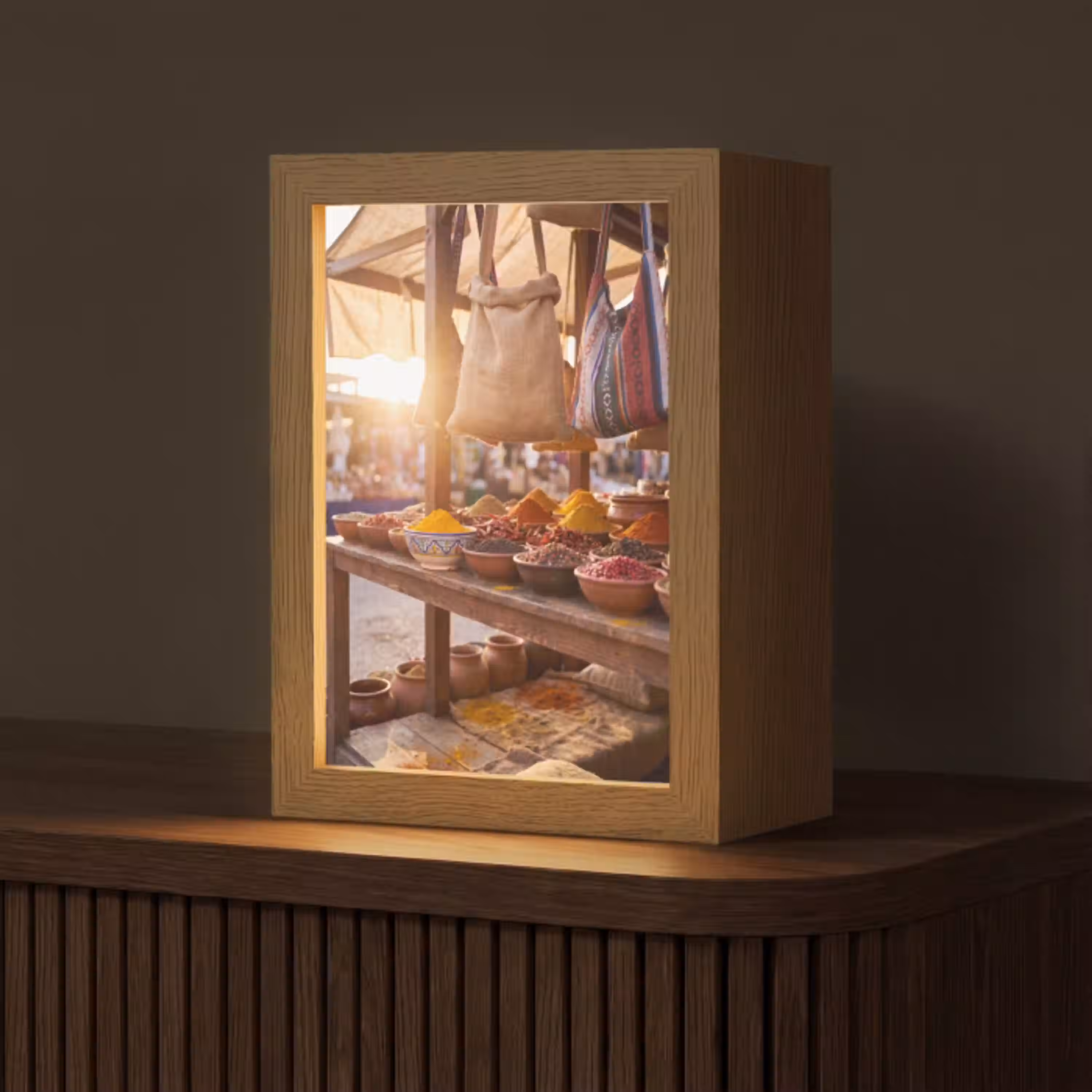 Specerijen - Markt - Kleurrijk Light Box met kabel (Tafellamp) klein -z3d_website