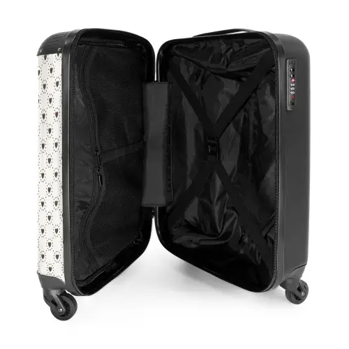 Crèmekleurige achtergrond met bruine hartjes NBS - Handbagage koffer - Kinderen Unisex middel -binnenkant