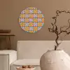 Bloemen - Retro - Patroon - Kleurrijk Wandcirkel plexiglas klein 852 -sfeer1