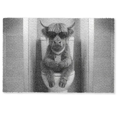 Stier - Telefoon - Toilet - Zwart - Wit Deurmat klein -zkaufland3d