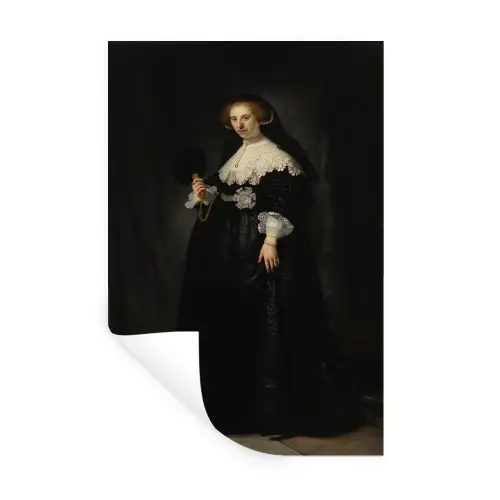 Het huwelijksportret van Oopjen Coppit - Rembrandt van Rijn Muursticker klein -3d