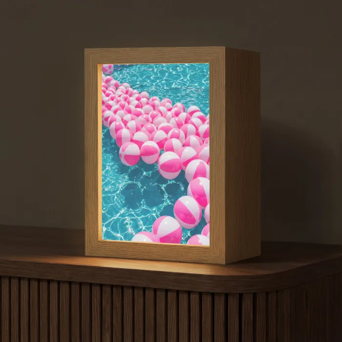 Strandballen - Roze - Water Light Box met kabel (Tafellamp) klein -z3d_website