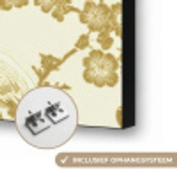 Kraanvogels - Kersenbloesem - Goud Textielframe zwart klein 947 -USP_ophangsysteemNL