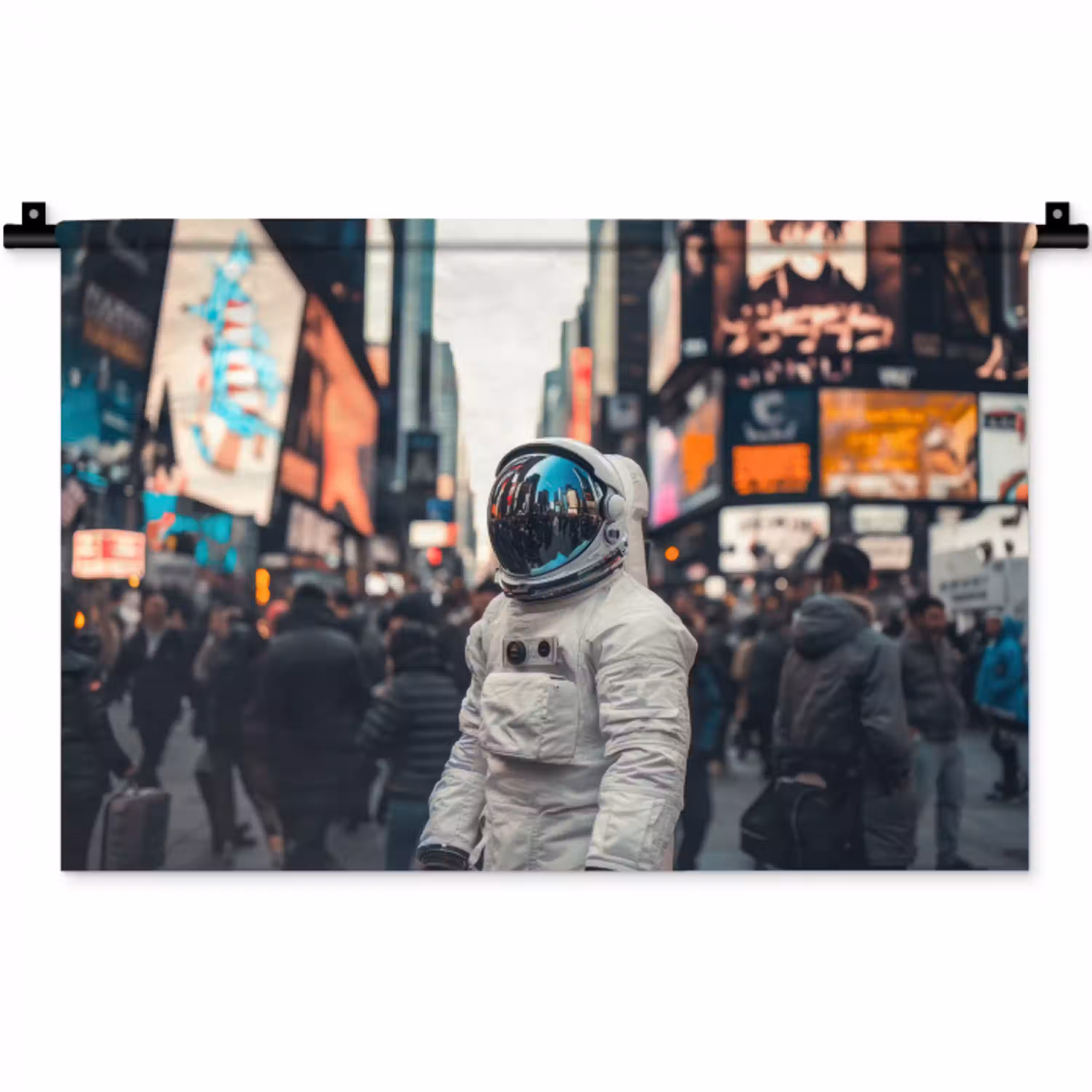 Stad - Mensen - Astronaut - Wit Wandkleed katoen klein -zz3d