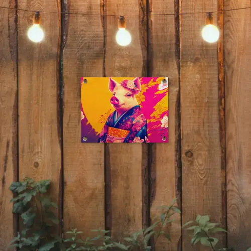 Varken - Bloemkroon - Kimono - Abstract tuinposter los doek klein -sfeer1