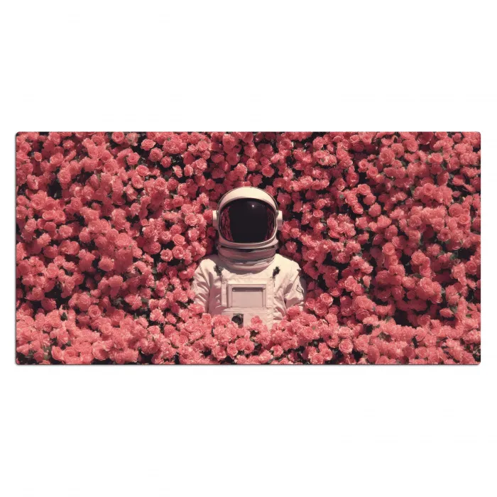 Bloemen - Roze - Astronaut Muismat XXL klein -3d_leeg