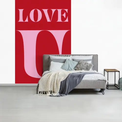 Rood - Love - Valentijn - Roze fotobehang vinyl groot -slaapkamer