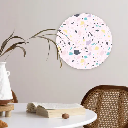 Terrazzo -  Patroon - Zacht - Snoep Wandcirkel plexiglas klein 852 -sfeer4