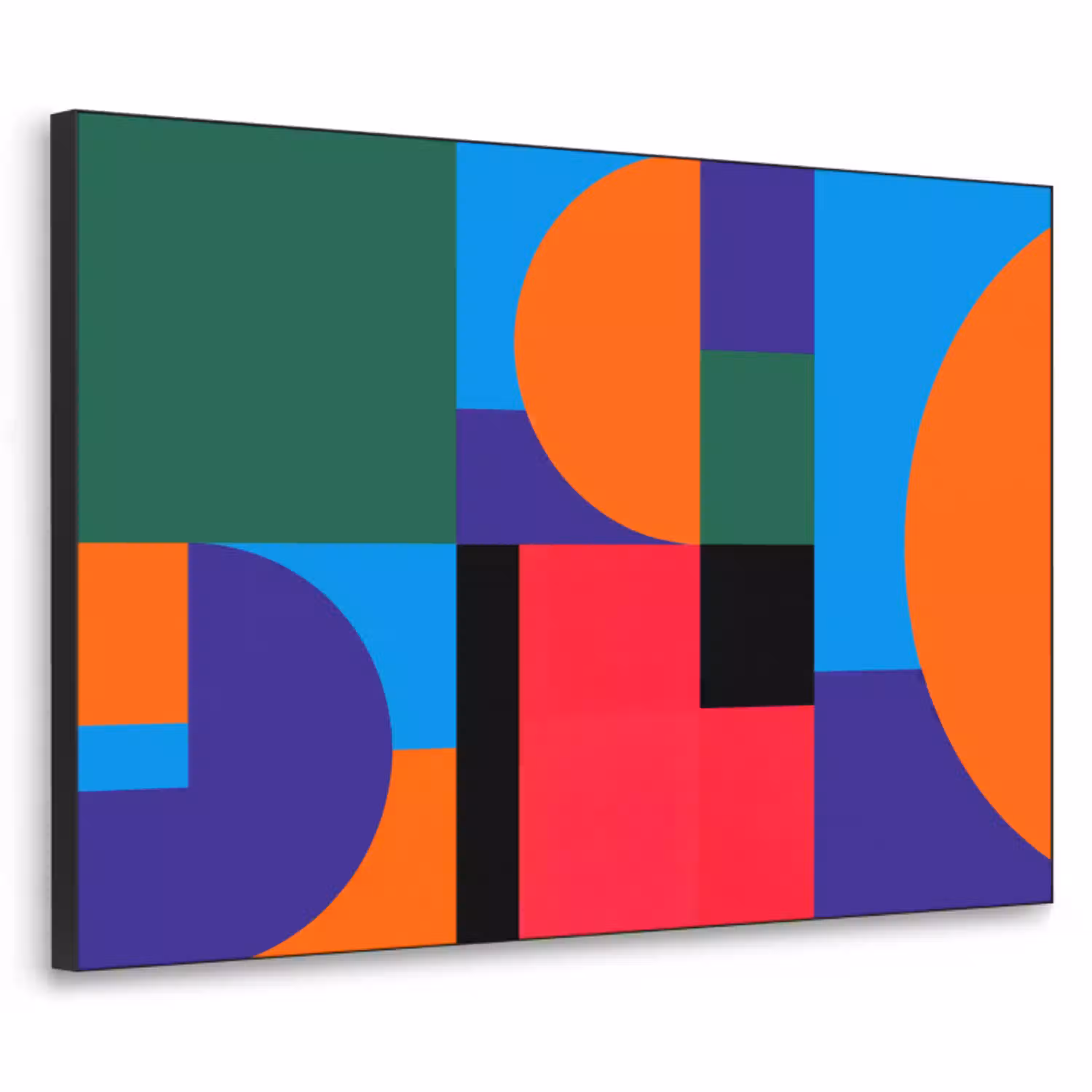Geometrisch - Abstract - Vormen - Kleurrijk - Modern Textielframe zwart klein -3d