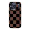 Schaakbord print - Bruin - Zwart - Blokjes Telefoonhoesje iPhone 17 Pro klein -3d