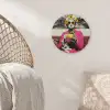 Vrouw - Kat - Bloemen - Kopje - Retro Wandcirkel kunststof plaat 5mm dik klein -sfeer5