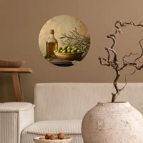 Olijven - Stilleven - Vintage Wandcirkel behangsticker klein -sfeer1