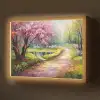 Watercolor - Natuur - Bomen - Kunst - Bloemen Light Box met batterij (Wandlamp) middel -z3d_website