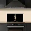 Goud - Vis - Haak - Zwart keuken achterwand spatscherm klein -sfeer1