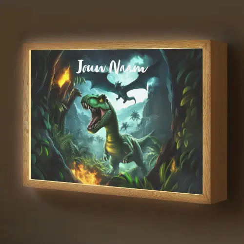 Dinosaurus - Draak - Jungle - Groen Light Box met batterij (Wandlamp kind) middel -z3d_website