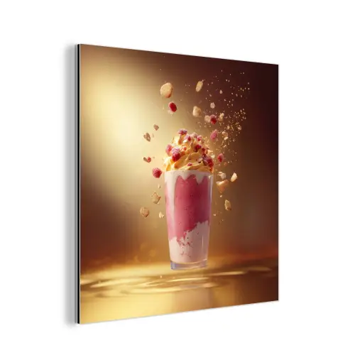 Framboos - Smoothie - Drinken - Roze aluminium wit klein -3d