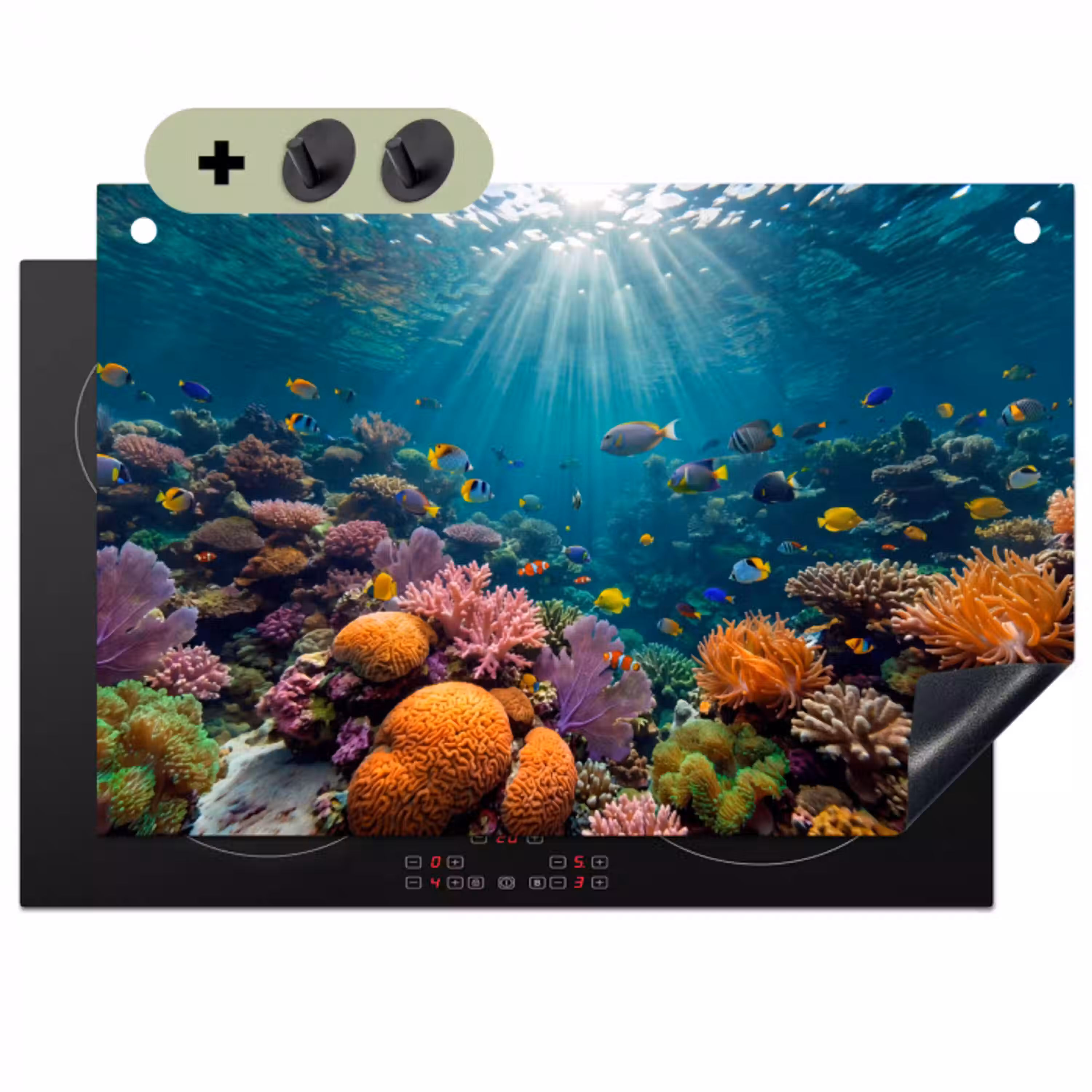 Vis - Koraal - Oceaan - Natuur - Kleurrijk Inductie beschemer met haakjes klein -3d