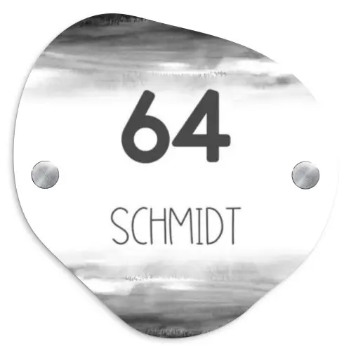 Aquarel - Zwart wit - Modern Naambord Organisch middel -3d