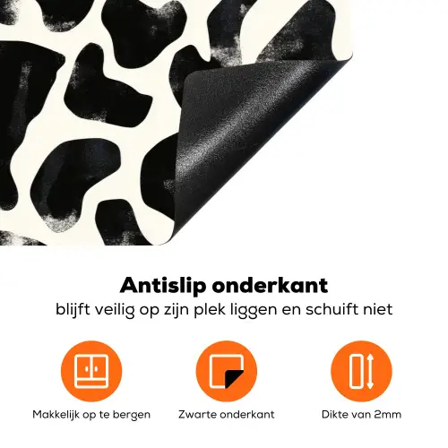 Dierenpatroon - Vlekken - Zwart - Wit Inductie beschermer vinyl 3mm klein 276 -zzzzzzz-td-onderkant