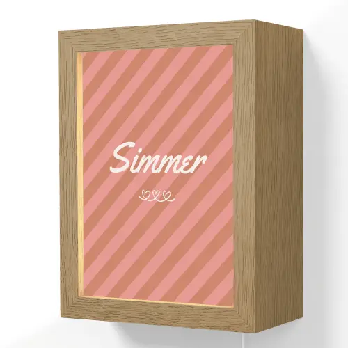 Simmer - Hartjes - Strepen - Roze Light Box met kabel (Wandlamp) klein -3d